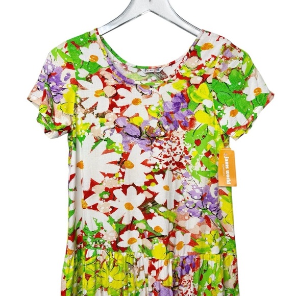 NEW Jams World Daisy Patch Floral Girls Scoop Neck Tiered Dress Sz Large - Picture 2 of 13